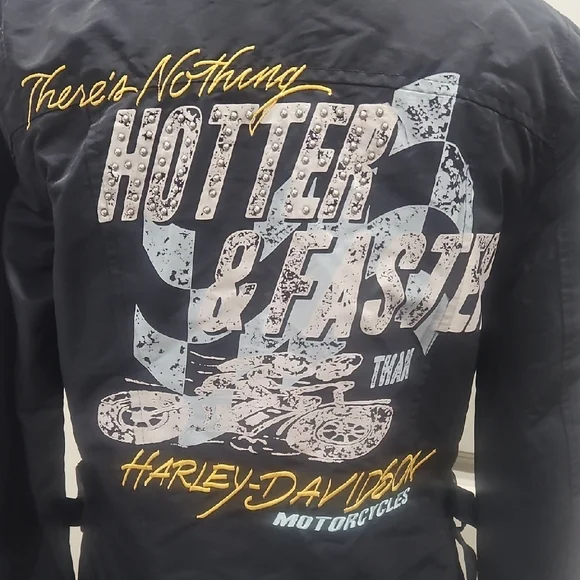 Harley-Davidson Black and Yellow Graphic Bomber Jacket - Picture 1 of 16